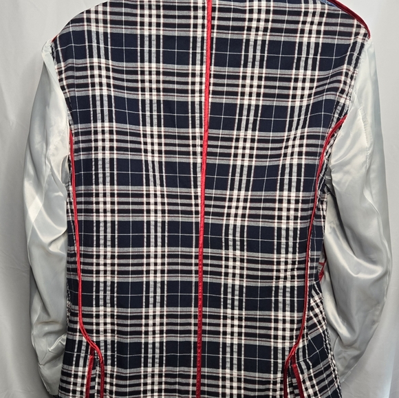 Paisley & Gray Men's Blue Plaid Bromley Notch Slim Fit Cotton Jacket Size 44R - Picture 11 of 13